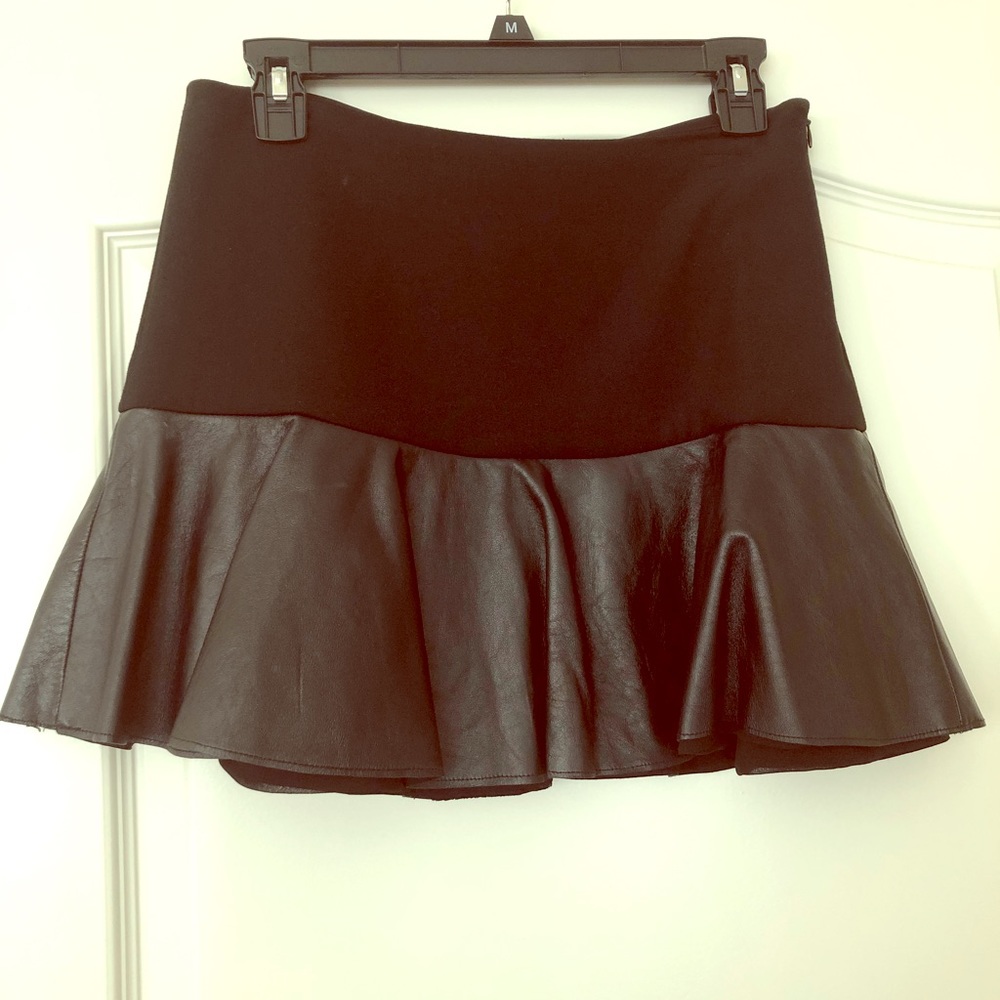 Black feaux leather skater mini skirt